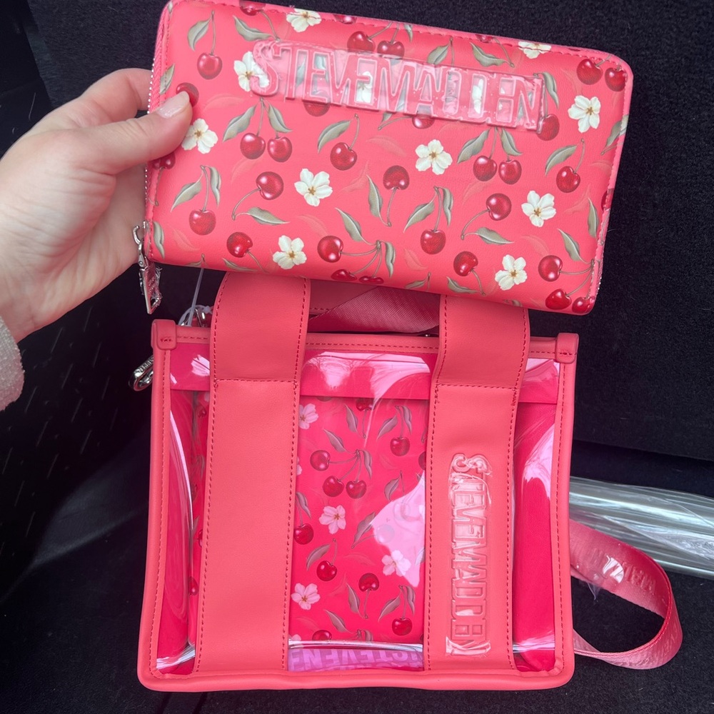 Steve Madden Sunset Coral Cherry BWebber Fruit Clr Purse -Wallet Makeup Tote Bag